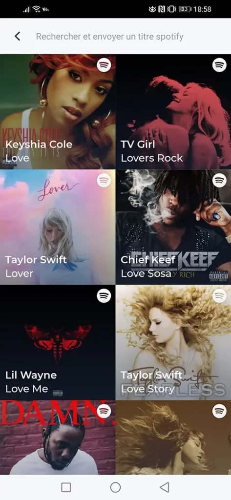 Choisir une musique sur l'application Meetic avec Spotify